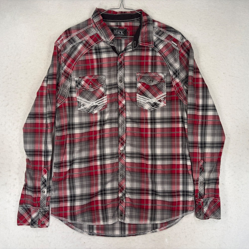 Buckle Black Mens Large Red Plaid Western Button Up Shirt BB222FPW